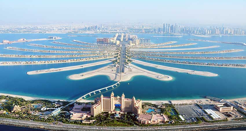 File photo of an aerial view of Atlantis hotel seen with The Palm Jumeirah in Dubai